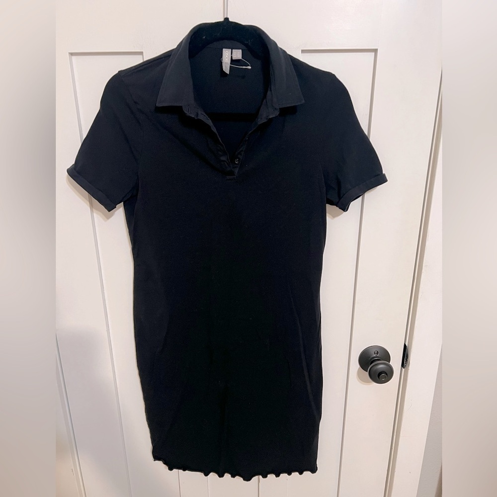 ASOS DESIGN polo bodycon short sleeve dress in black size 10